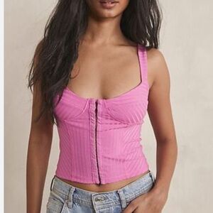 NWT  Pink Ribbed Corset Women's Top